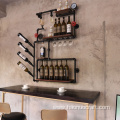 Vinoteca de pared de hierro forjado industrial retro viento